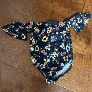 Navy and floral off the shoulder onsie